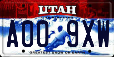 UT license plate A009XW