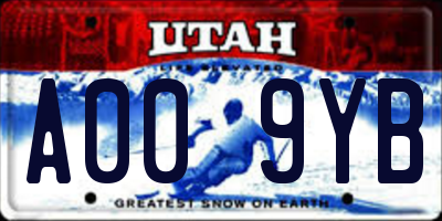 UT license plate A009YB