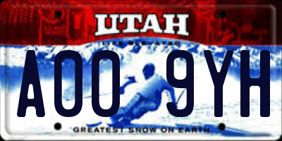 UT license plate A009YH