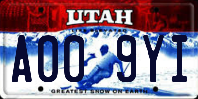 UT license plate A009YI