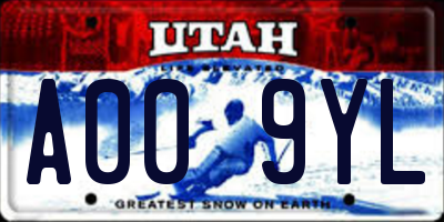 UT license plate A009YL