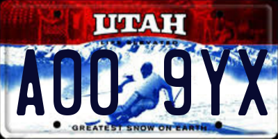 UT license plate A009YX