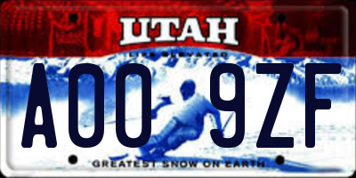 UT license plate A009ZF