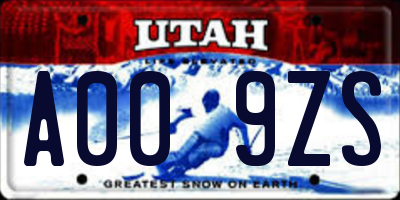 UT license plate A009ZS