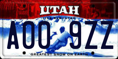 UT license plate A009ZZ