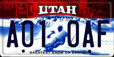 UT license plate A010AF