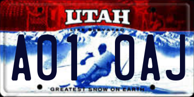 UT license plate A010AJ