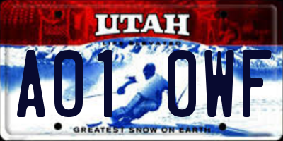 UT license plate A010WF