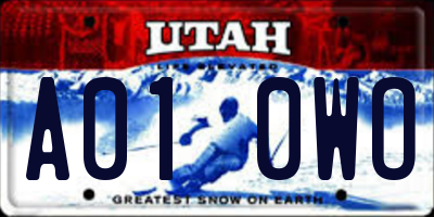 UT license plate A010WO