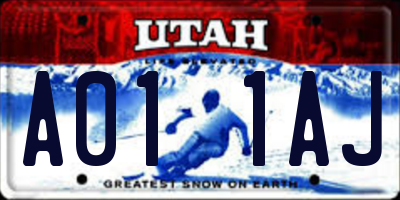 UT license plate A011AJ