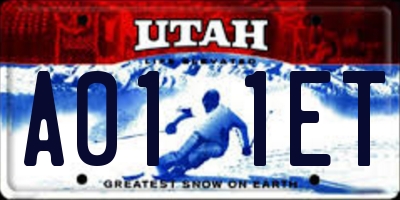 UT license plate A011ET