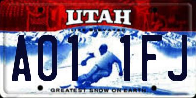 UT license plate A011FJ