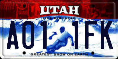 UT license plate A011FK