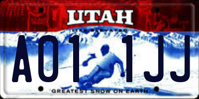 UT license plate A011JJ