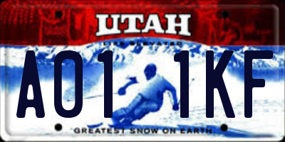 UT license plate A011KF