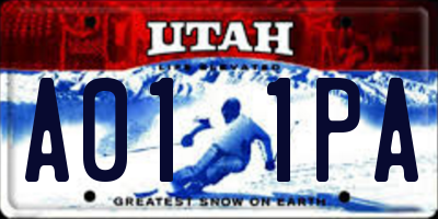 UT license plate A011PA