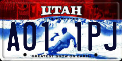 UT license plate A011PJ