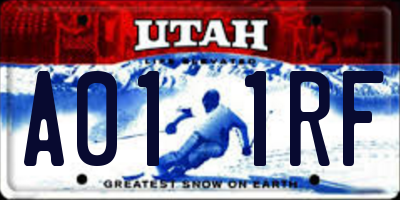 UT license plate A011RF