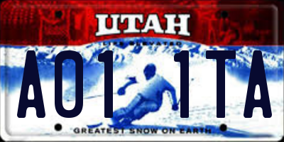 UT license plate A011TA