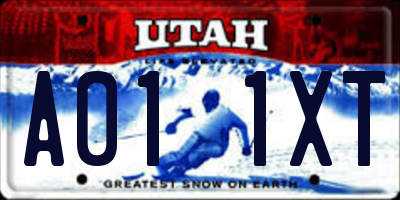 UT license plate A011XT