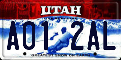 UT license plate A012AL