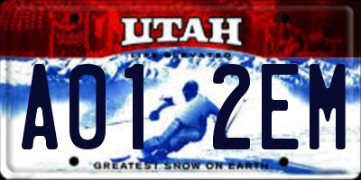 UT license plate A012EM