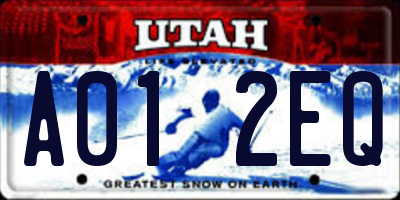 UT license plate A012EQ