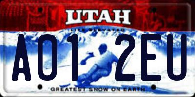 UT license plate A012EU