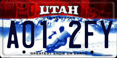 UT license plate A012FY