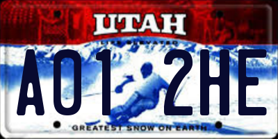 UT license plate A012HE