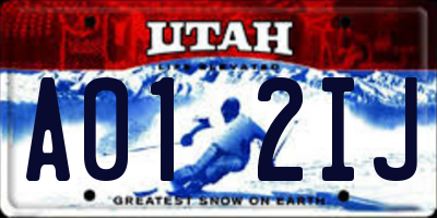 UT license plate A012IJ