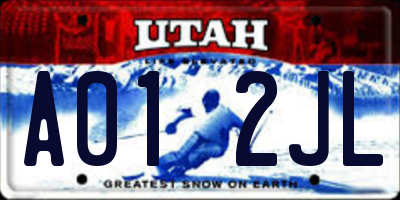 UT license plate A012JL