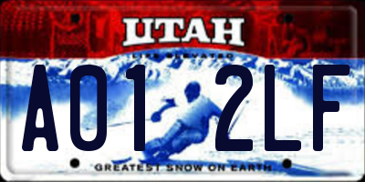 UT license plate A012LF