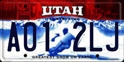 UT license plate A012LJ