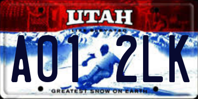 UT license plate A012LK