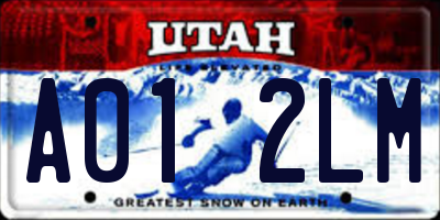 UT license plate A012LM