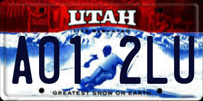 UT license plate A012LU