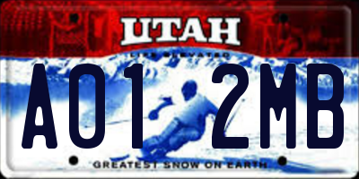 UT license plate A012MB