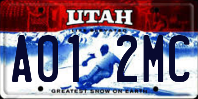 UT license plate A012MC