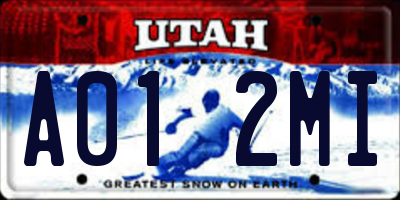 UT license plate A012MI