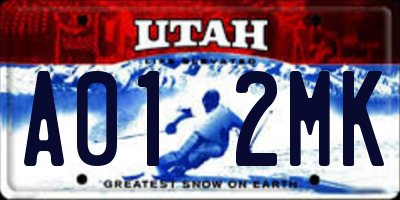 UT license plate A012MK