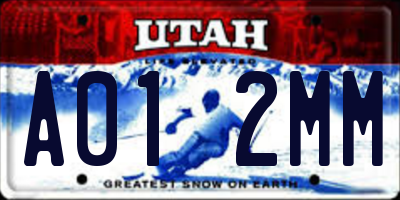 UT license plate A012MM