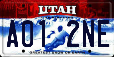 UT license plate A012NE