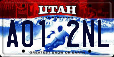 UT license plate A012NL