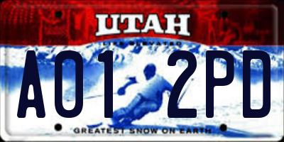 UT license plate A012PD