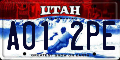 UT license plate A012PE