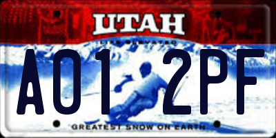 UT license plate A012PF