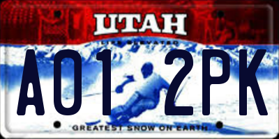 UT license plate A012PK