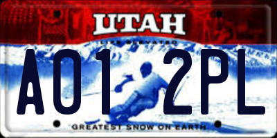 UT license plate A012PL