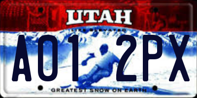 UT license plate A012PX